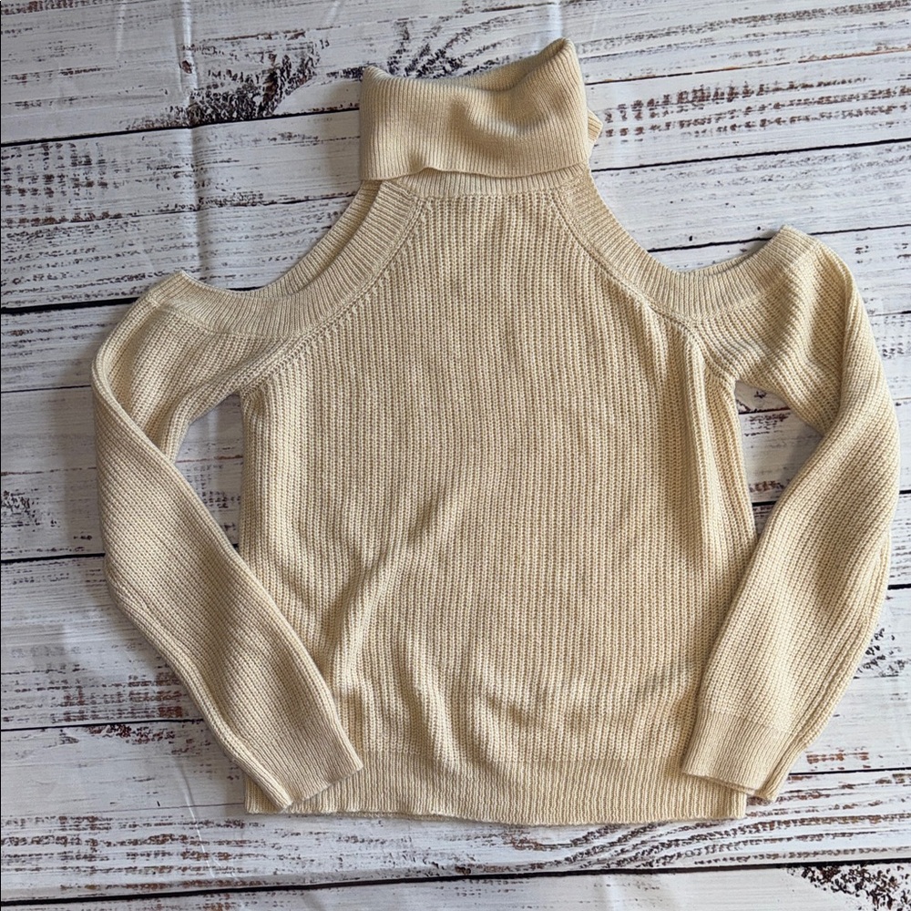 Cold Shoulder Cream Women's Sweater